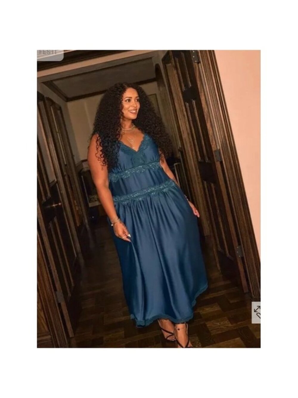 Festi Lace-Trim Satin Maxi Slip Dress in Teal size 3 NWT TORRID 3XL 22/24